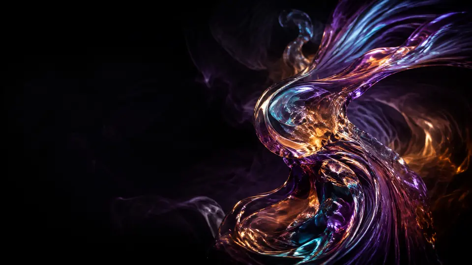 Abstract close view of sculpted glass and vapor-like color